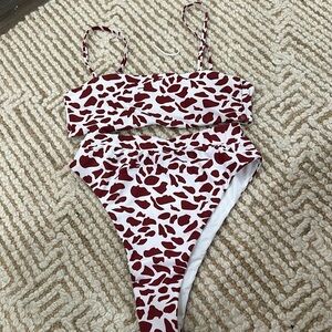 SHEIN cow print red bikini set size small
